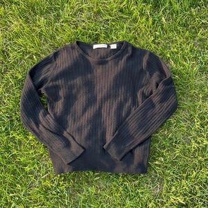 Chaus Charcoal Ribbed Knit Top